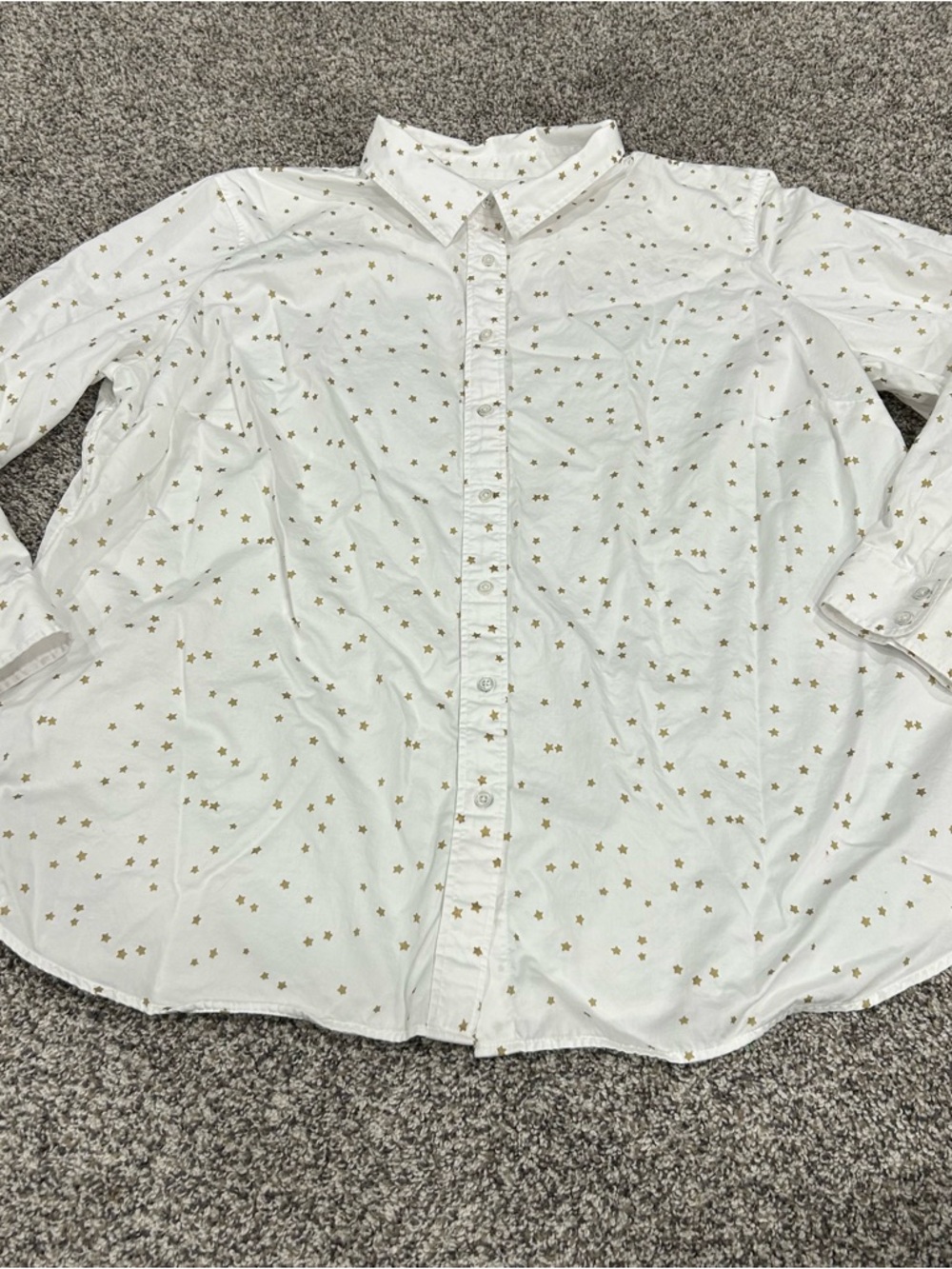 Talbots Button Down 100% Cotton Shirt Womens Size 3X White Stars Lightweight